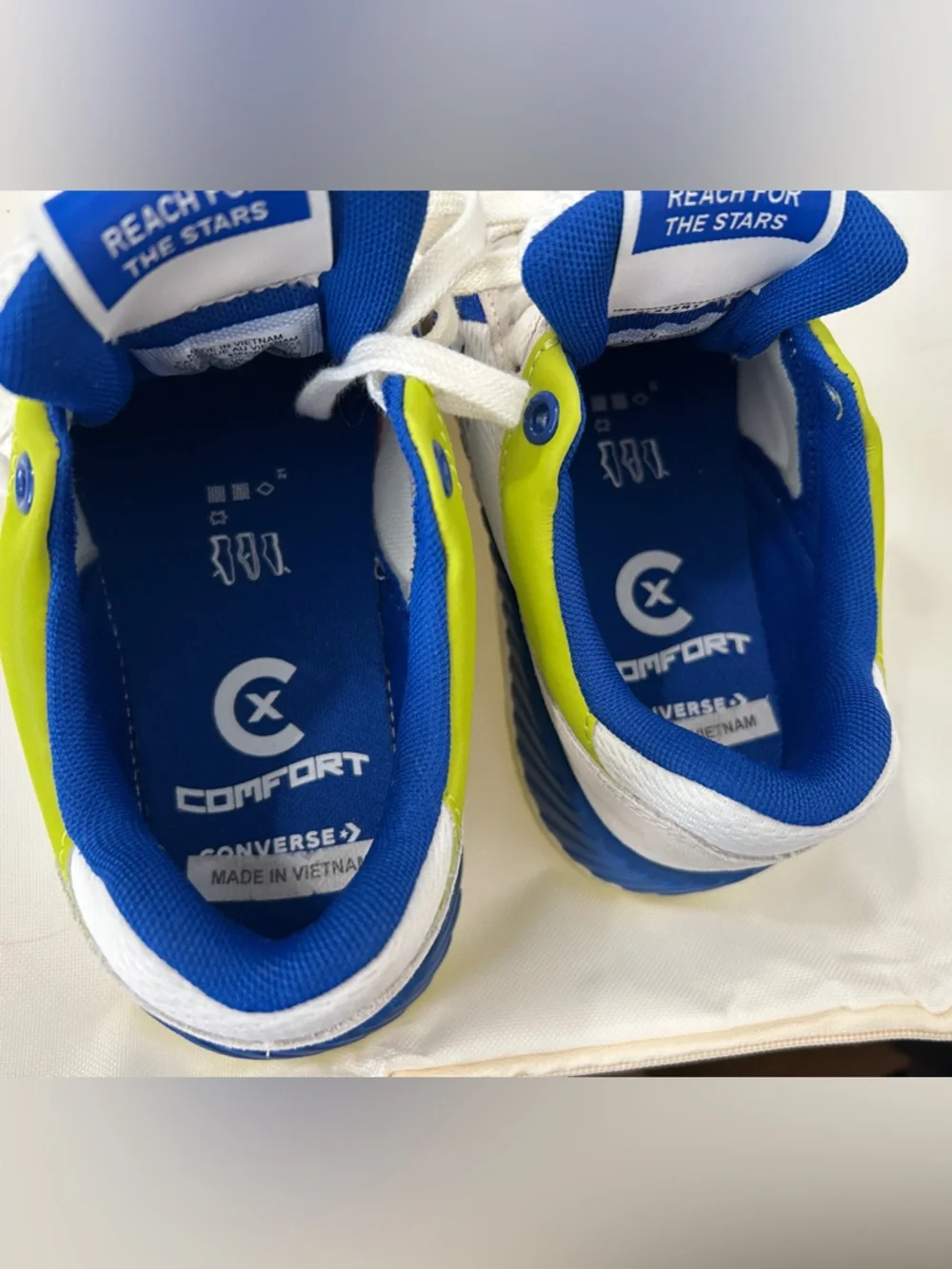 Converse White, Blue & Lime Sneakers - Picture 6 of 6